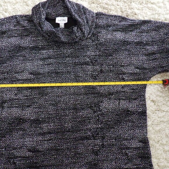 Joseph Ribkoff Jacquard Short Sleeve Pullover Sweater Cape Size 20  Black Silver - Picture 6 of 7